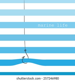 Card with marine stripes and hook