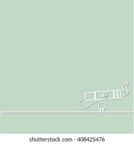 Card marked with the electronic cigarette or turquoise background with an icon on the e-cigarette charging. Vector image