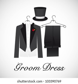 card marriage, groom suits, vector illustration