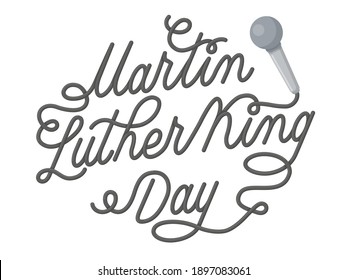 card Martin Luther King Day. microphone and lettering by wire. Vector illustration