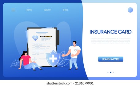 Card For Medical Design. Insurance Card. Flat Illustration.Digital Bank. Health Care