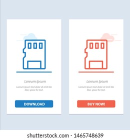 Card, Memory, Memory Card, SD  Blue and Red Download and Buy Now web Widget Card Template. Vector Icon Template background