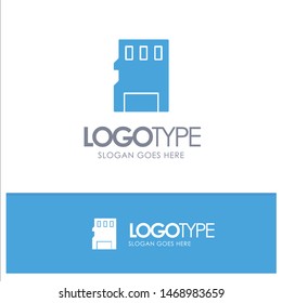 Card, Memory, Memory Card, SD Blue Solid Logo with place for tagline. Vector Icon Template background