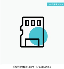 Card, Memory, Memory Card, SD turquoise highlight circle point Vector icon. Vector Icon Template background