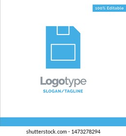 Card, Memory Card, Storage, Data Blue Solid Logo Template. Place for Tagline