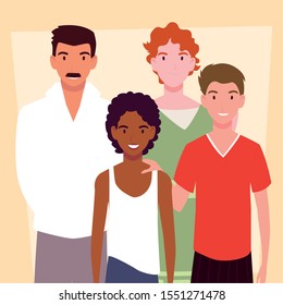 card of men with different poses vector illustration design
