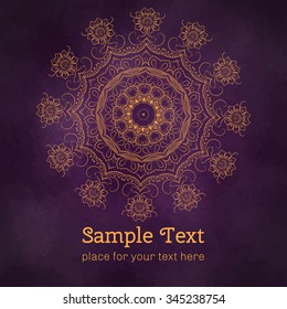 Card or menu or invitation with mandala. Vector vintage hand-drawn highly detailed round mandala elements. Luxury lace festive ornament card. Islam, Arabic, Indian, Turkish, Ottoman, Pakistan motifs