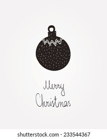 Card with "Merry Christmas" expression hand lettering. Handmade calligraphy.