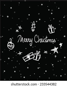 Card with "Merry Christmas" expression hand lettering. Handmade calligraphy.