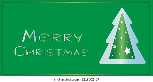 card merry christmas tree on green background minimalism
