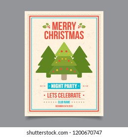 Card Of Merry Christmas With Unique Vintage Design Style