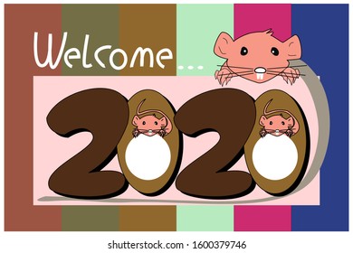 Card of Message for the new year on six colors background 