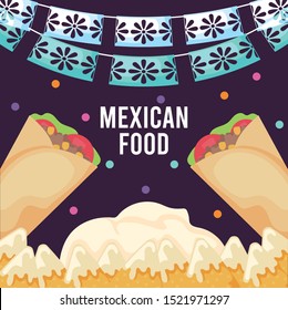 card with Mexican food label vector illustration design