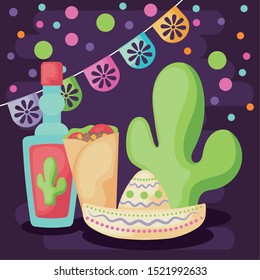 card with Mexican food label vector illustration design