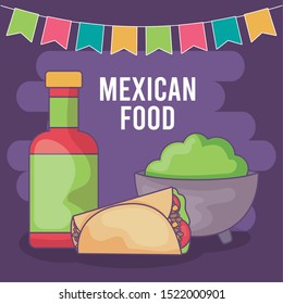 card with Mexican food label vector illustration design
