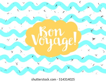 Card in a minimal style, vector templates. Bon Voyage.