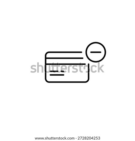 Card and minus sign. Remove payment method. Pixel perfect, editable stroke vector icon