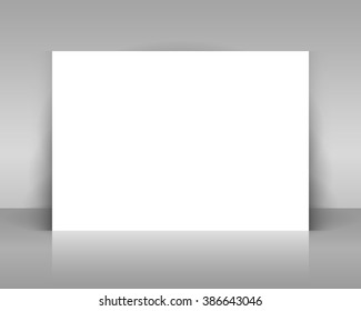 Card Mock Up, Invitation, Business Flyer Template. White Paper On Gray Background. Vector Illustration.