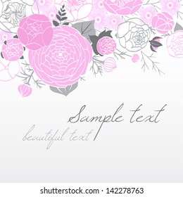 Card with modern flower composition. Pink