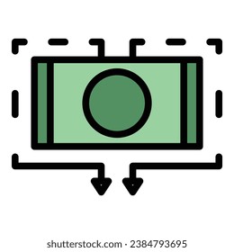 Card money icon outline vector. App bank. Payment mobile color flat