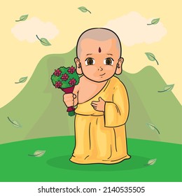 card of monk and roses