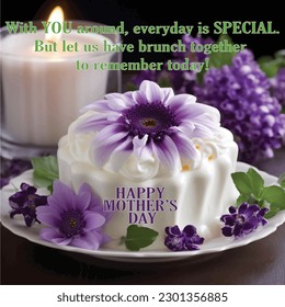 Card for Mother's Day brunch, Mother's Day pudding, cake, wishing mother to make this day special