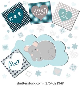 Card with a mouse in a blue tone