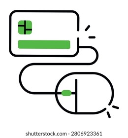 Card with mouse, icon of card payment 