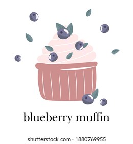 
card with muffin for design of childrens goods, pastry shops and bakeries. print can be used for notebook covers and diaries