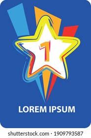 The card is multicolored with a star and the number 1 in the center, the rays pointing downwards point to the inscription under the picture.
