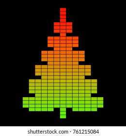 Card with music  graphic equalizer as Christmas tree. Vector background for the design of a festive party. Modern technology.