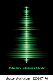 Card with music waveform as christmas tree