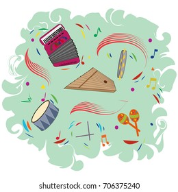 Card with musical instruments