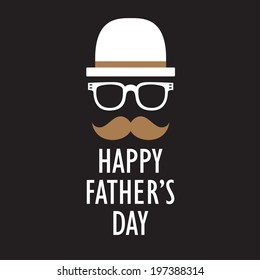 Card with mustache and glasses for Father's Day. Vector illustration.