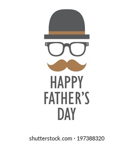 Card with mustache and glasses for Father's Day. Vector illustration.