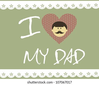 card with mustache. happy father's day. vector illustration
