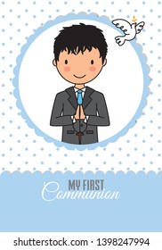 Card my first communion boy