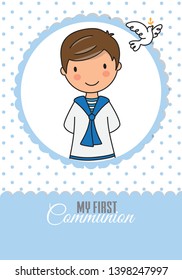 Card my first communion boy