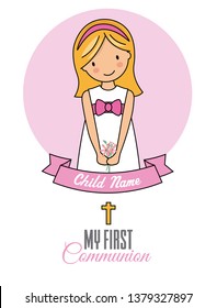 Card my first communion girl