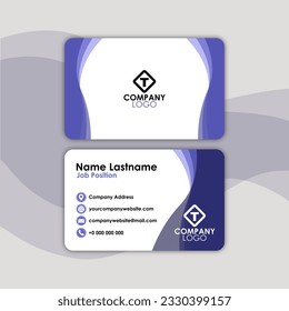 Card Name Business Name Card Vector Template for Industry or Personal White and Blue Color
