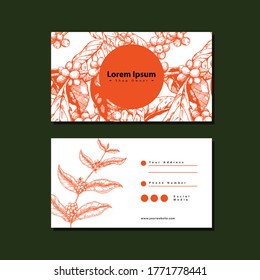 diseño de plantilla de nombre de tarjeta con concepto de ilustración de café