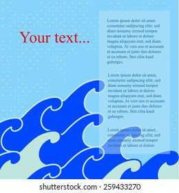 Card with a nautical style with waves and place for text. Vector illustration.