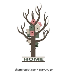 Card with nesting boxes on the tree