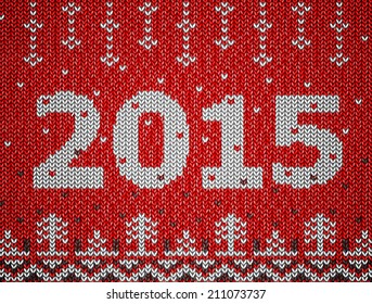 Card of New Year 2015 with knitted texture. Christmas jumper fragment with 2015 New Year. Qualitative vector illustration for new year's day, christmas, winter holiday, new year's eve, silvester, etc