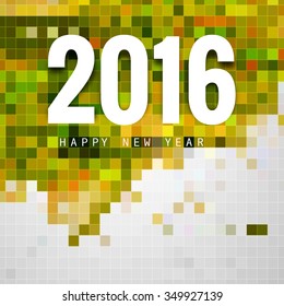 Card of New year 2016 with colorful mosaic