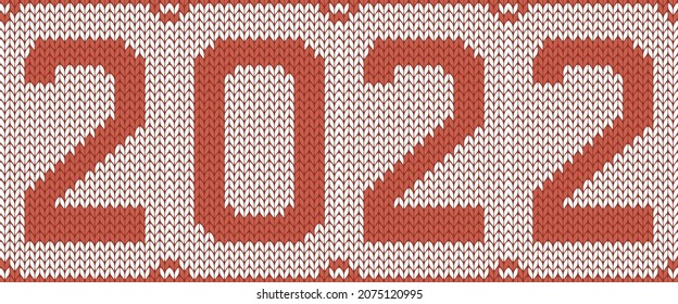 Card of New Year 2022 with knitted texture.