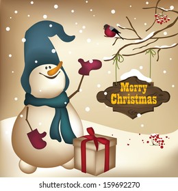 Card / new year / snowman