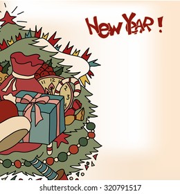 card for the new year. vintage. vector