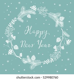 Card with New Year's Eve Wreath