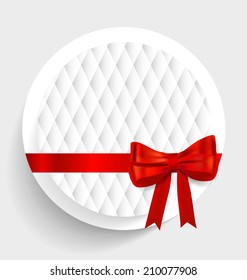 Card note with gift bows and ribbons. Vector illustration.